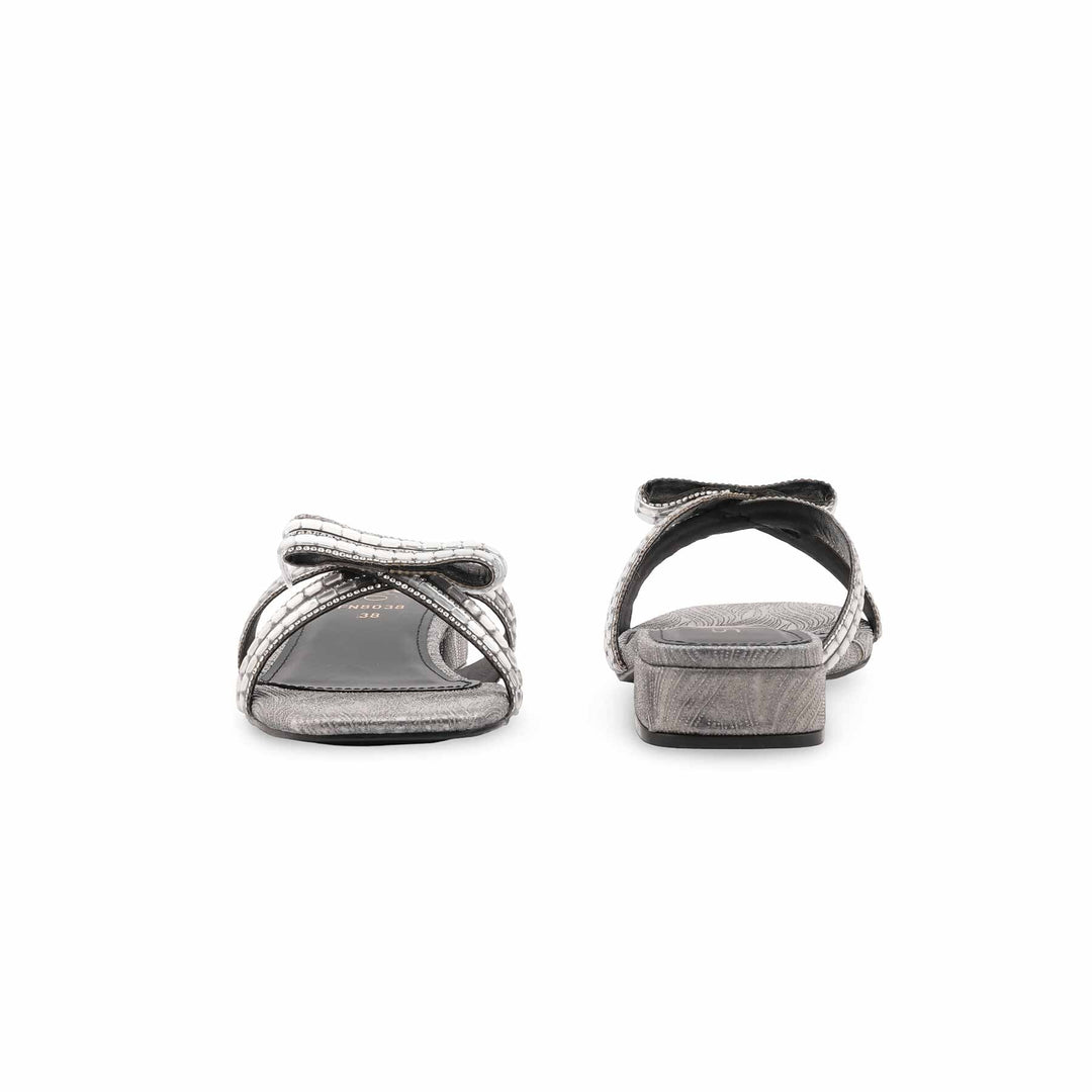 Silver Fancy Slipper For Women FN8038