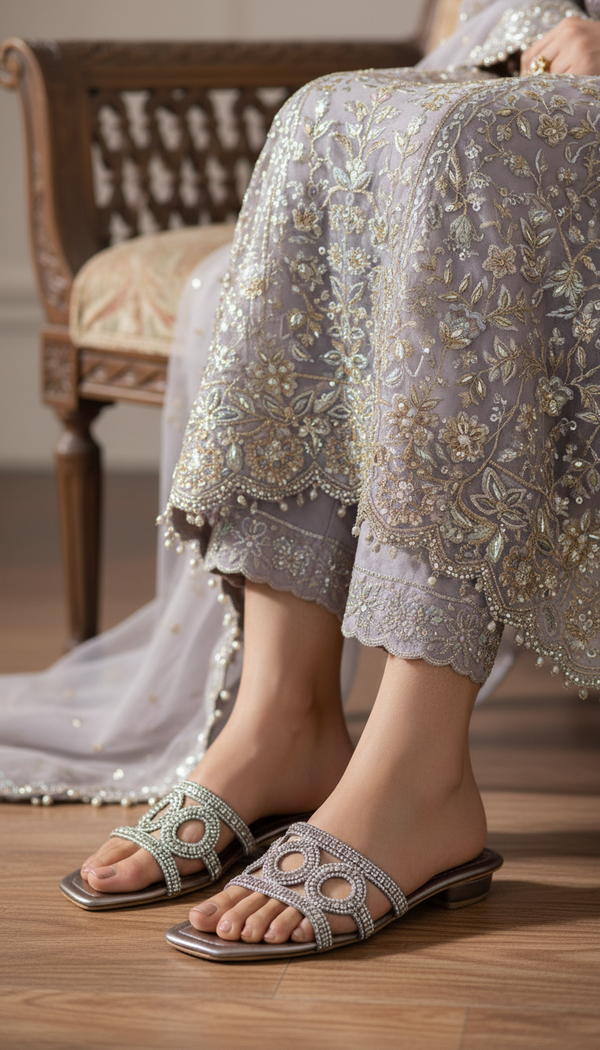 Grey Fancy Slipper For Ladies FN8055