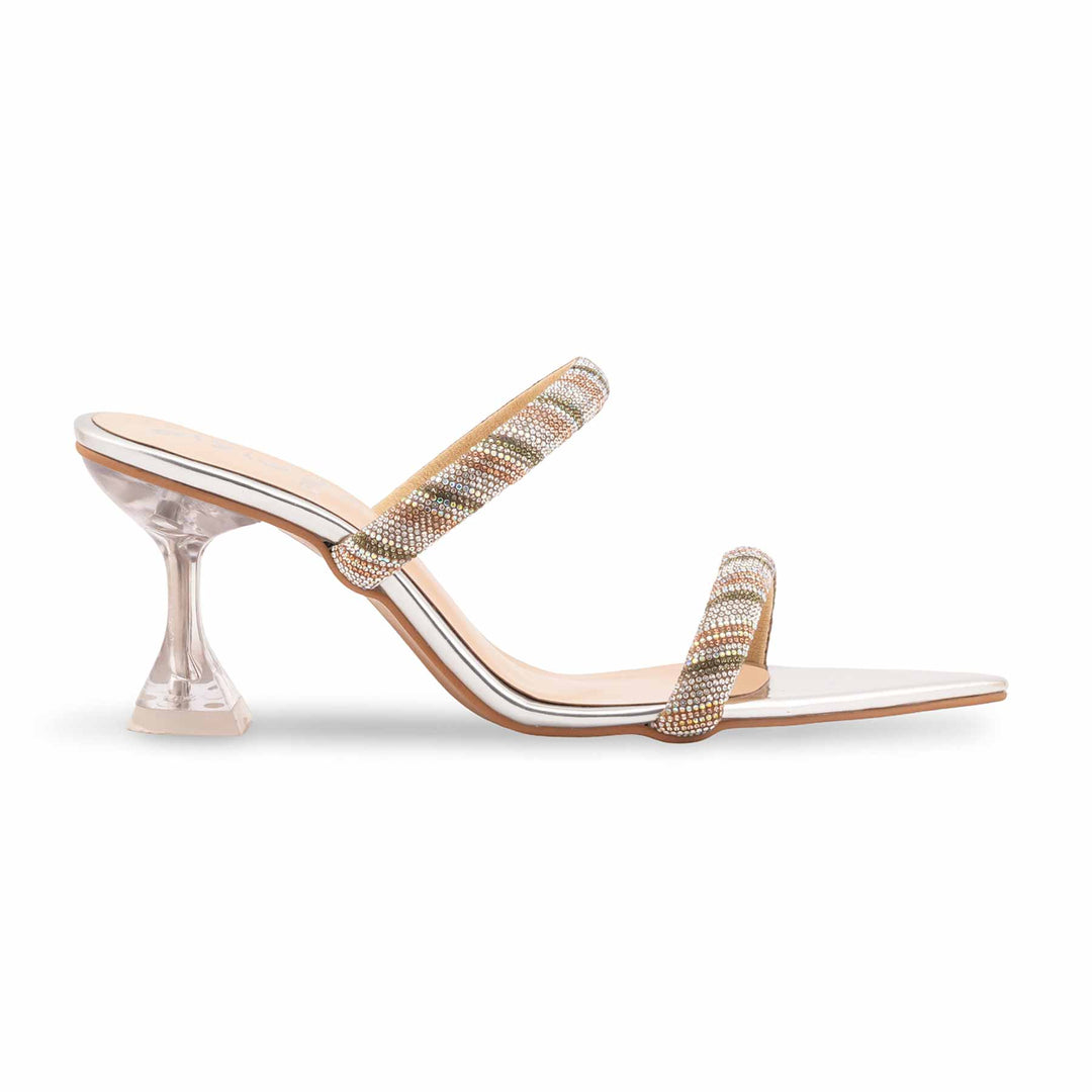 Silver Fancy Slipper For Ladies FN8066