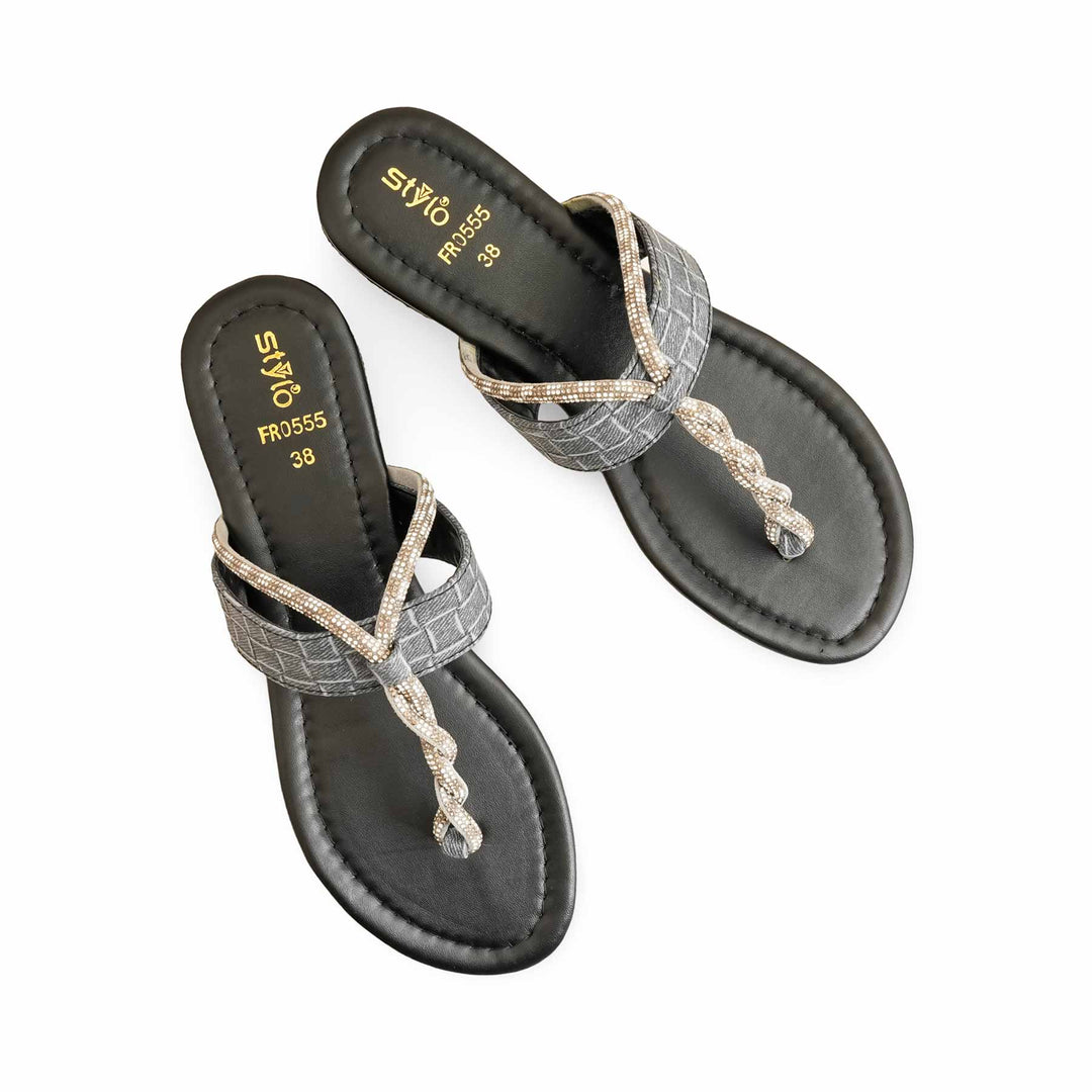 Black Formal Chappal For Women FR0555