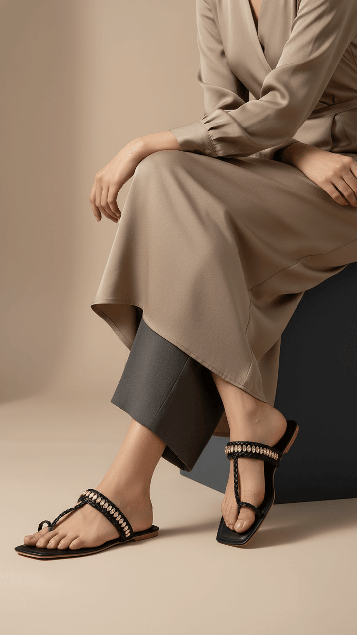 Black Formal Chappal For Ladies FR0563