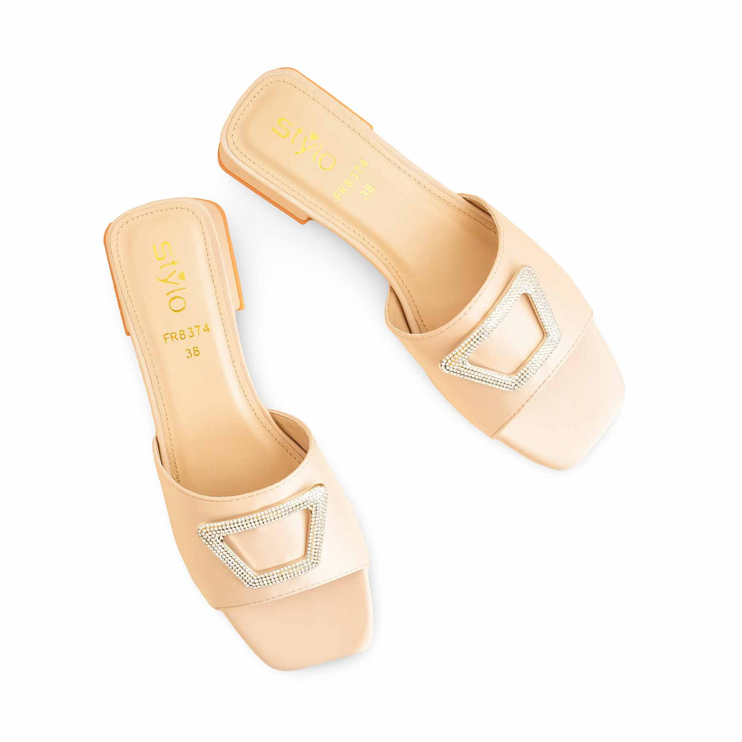 Cream Formal Slipper For Ladies FR8374