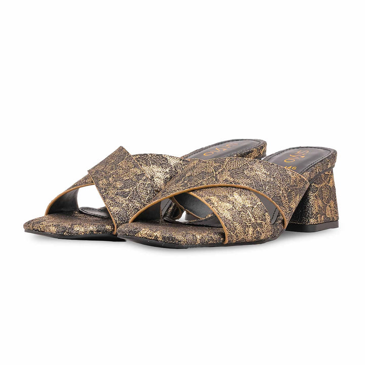 Golden Formal Slipper For Ladies FR8446
