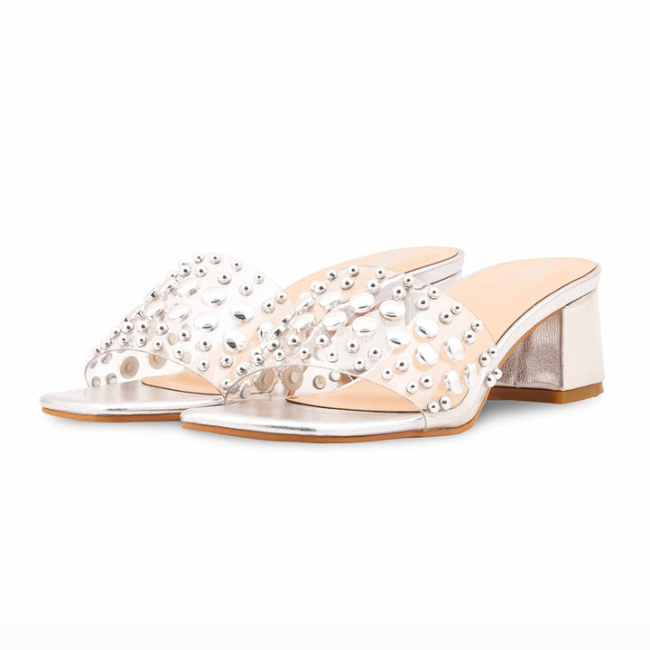 Silver Formal Slipper For Ladies FR8492
