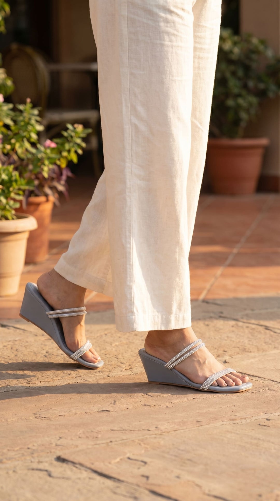 Grey Formal Slipper For Ladies FR8498