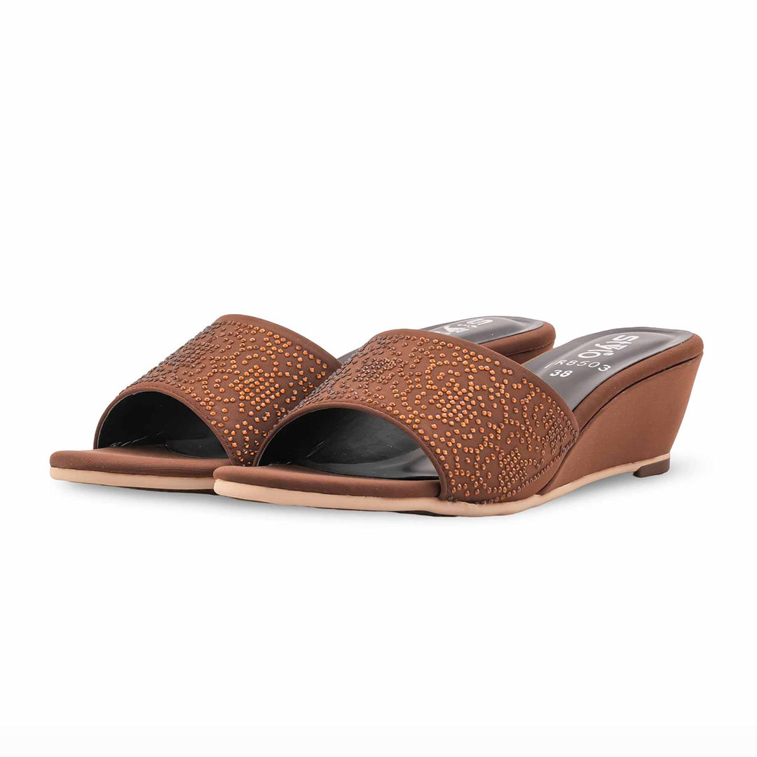 Coffee Formal Slipper For Ladies FR8503