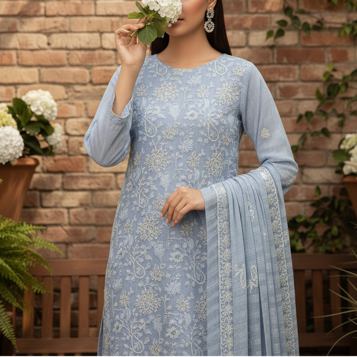 3PC Unstitched Embroidered Suit US5505