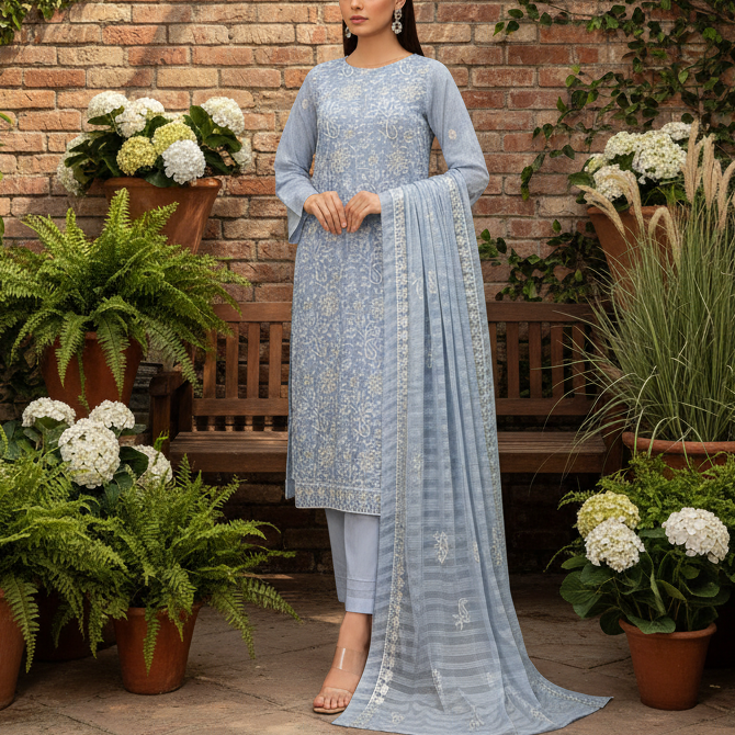 3PC Unstitched Embroidered Suit US5505