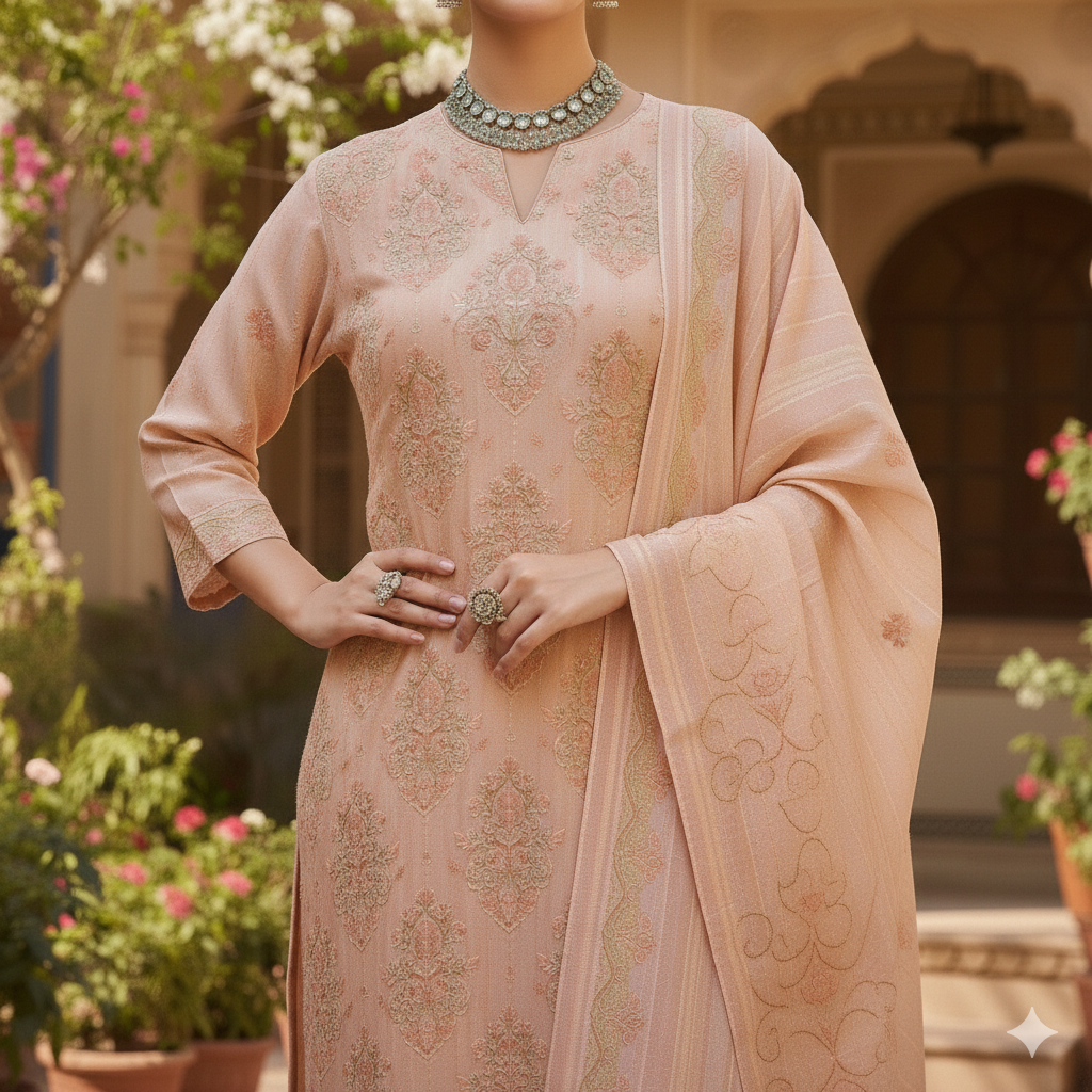 3PC Unstitched Embroidered Suit US5512