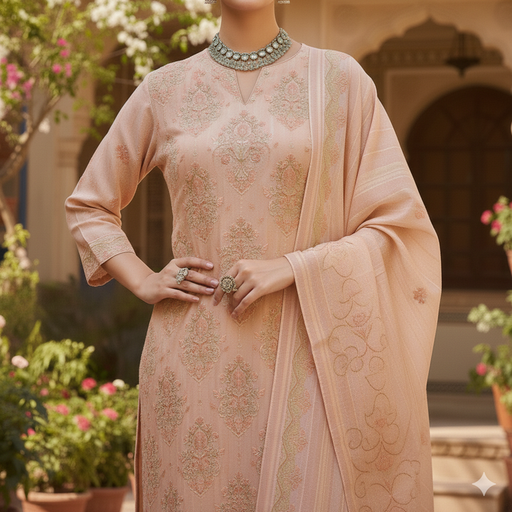 3PC Unstitched Embroidered Suit US5512