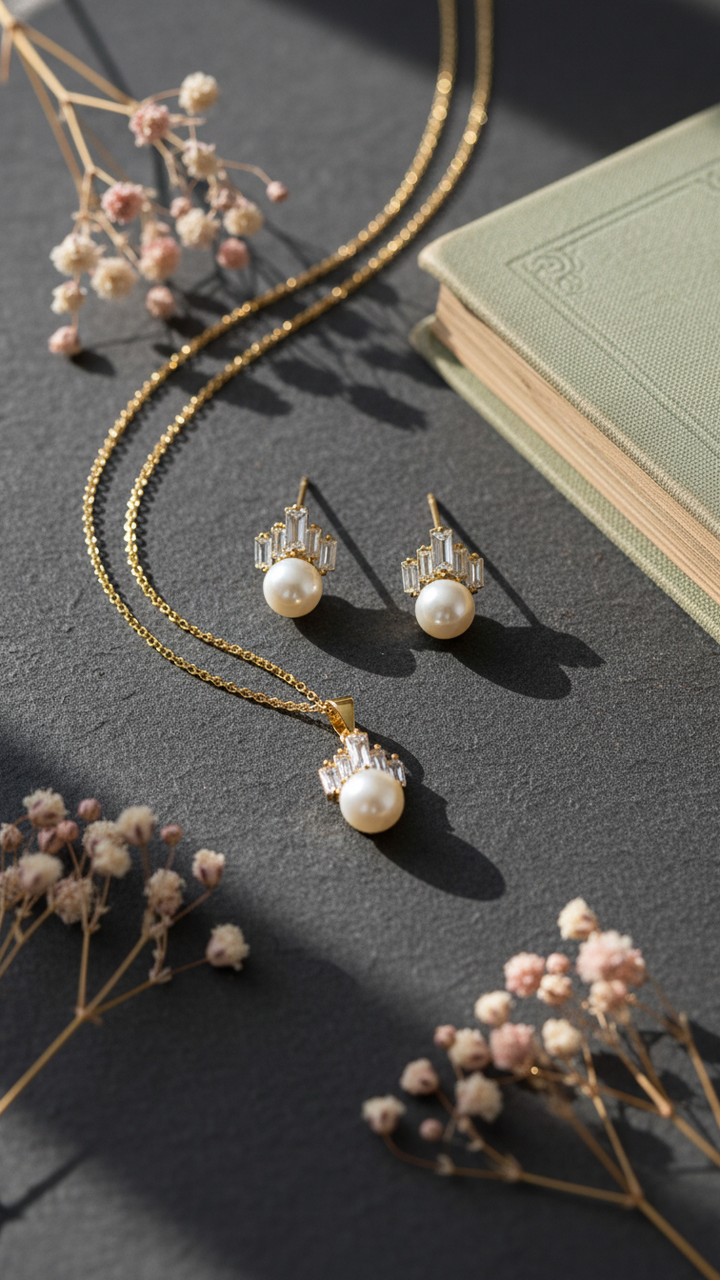 GOLDEN PENDANT SET J42964