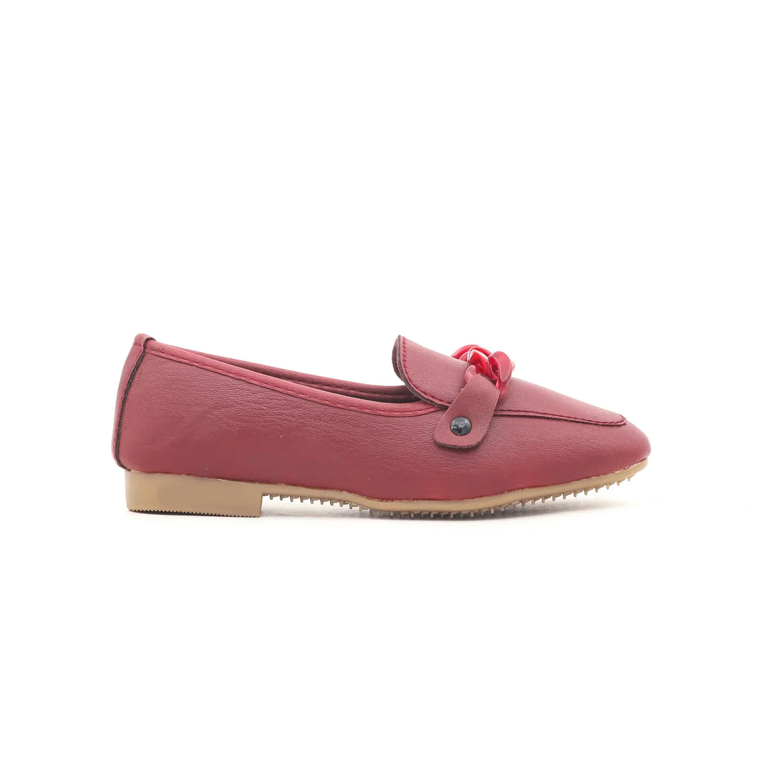 Girls Maroon Formal Moccasin KD0292