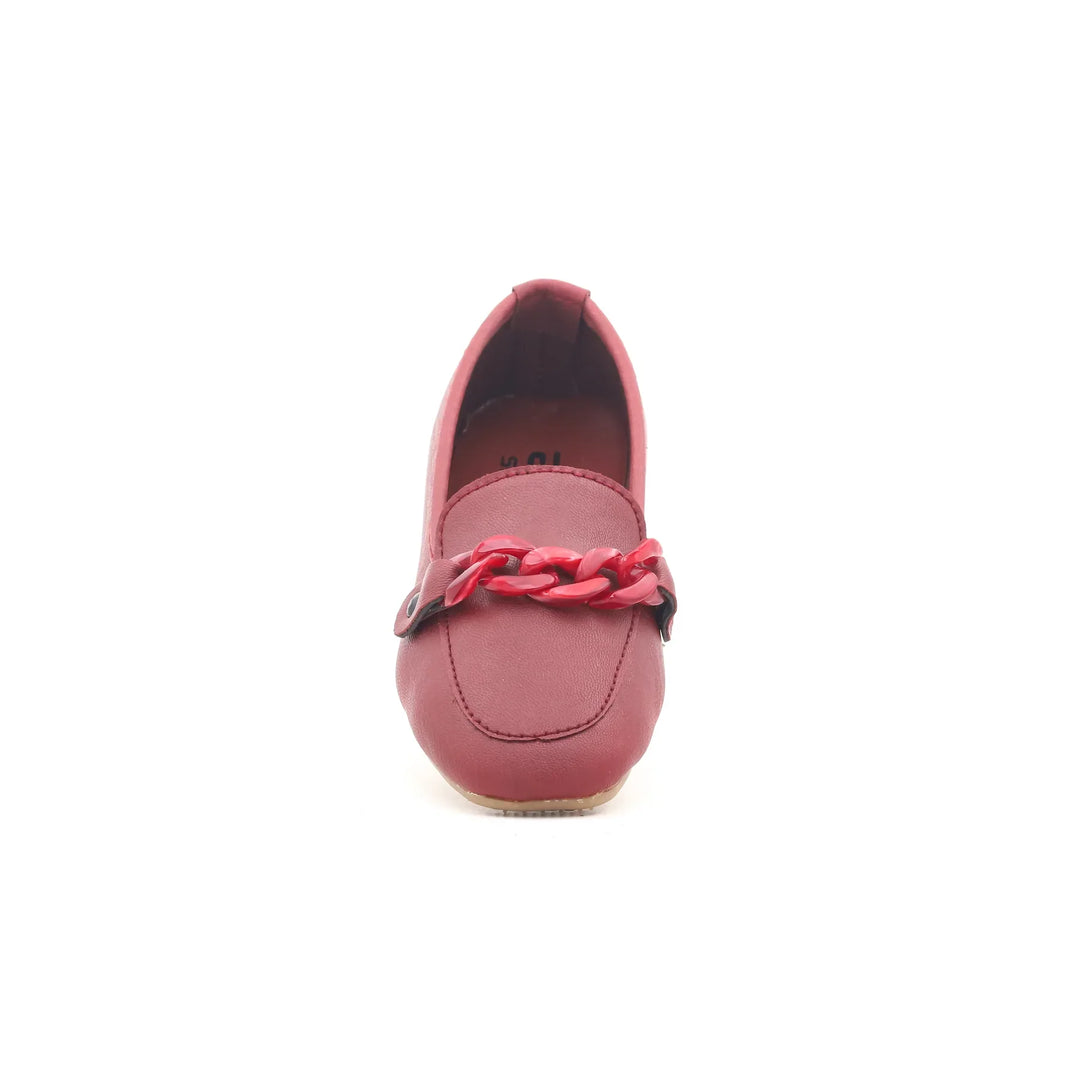 Girls Maroon Formal Moccasin KD0292