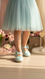 Girls Aqua Green Formal Pumps KD0894