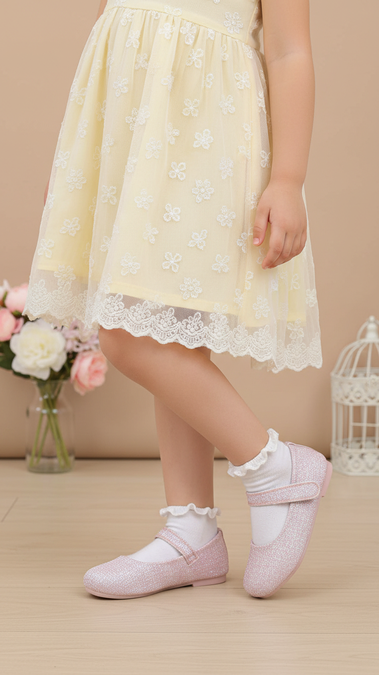 حذاء بكعب عالي بناتي شمبانيا KD0937