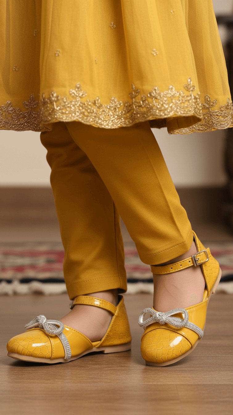 Girls Yellow Formal Pumps KD0978