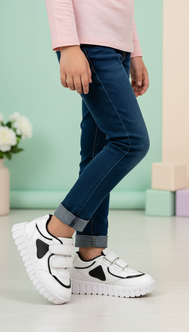 Girls White Casual Jogger KD1750