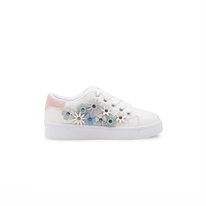 Girls White Casual Jogger KD1950