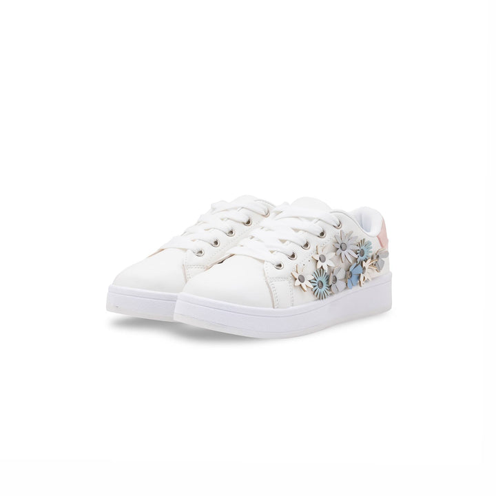 Girls White Casual Jogger KD1950