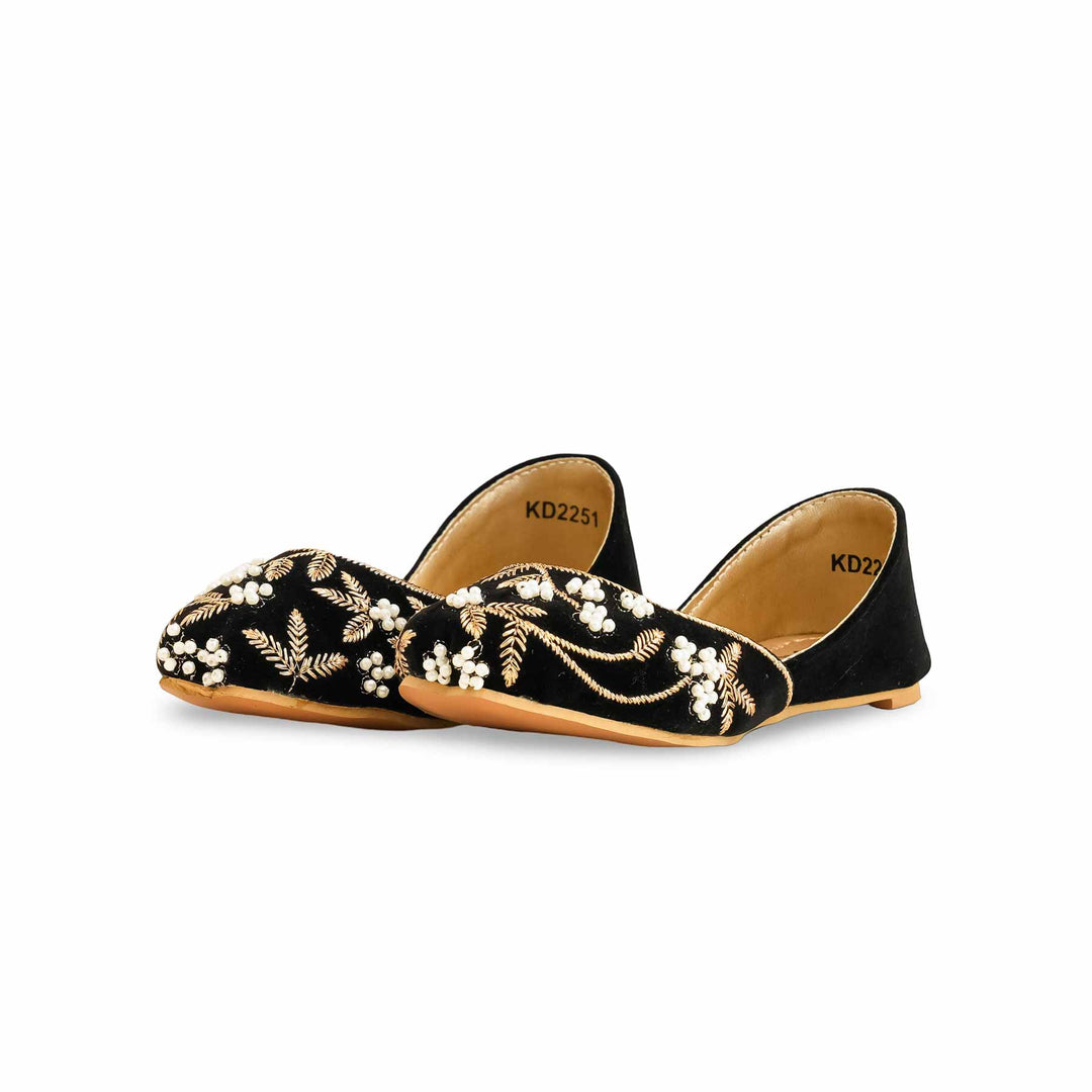 Girls Black Fancy Khusa KD2251