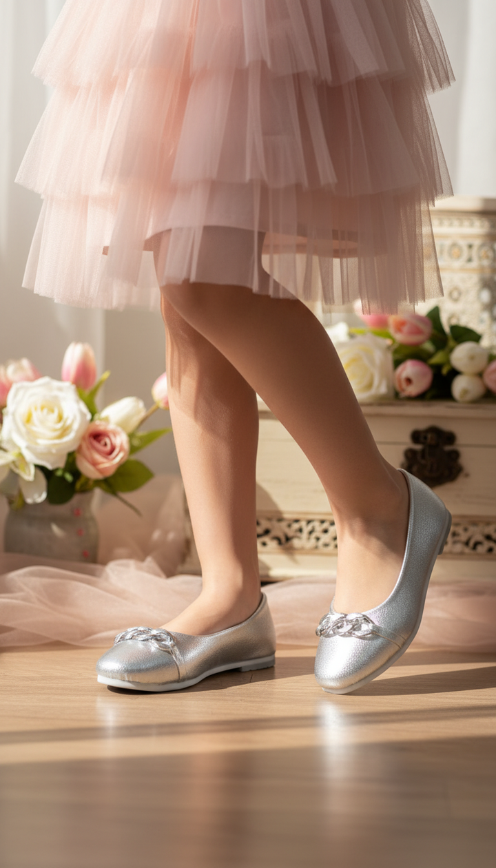 Girls Silver Formal Pumps KD2262