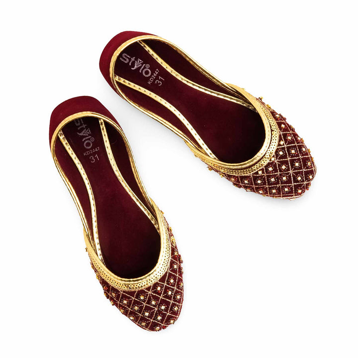 Girls Maroon Fancy Khusa KD2447