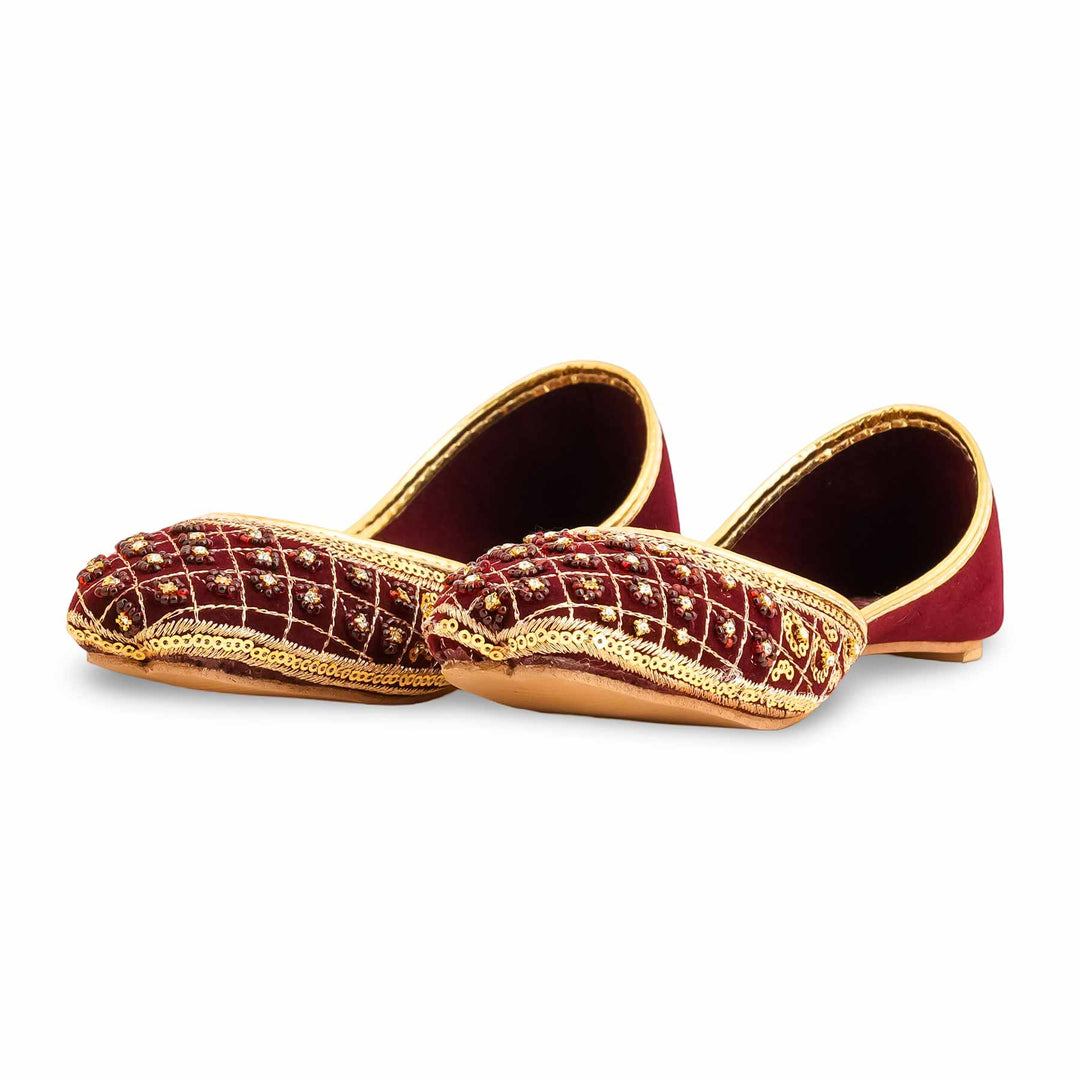 Girls Maroon Fancy Khusa KD2447