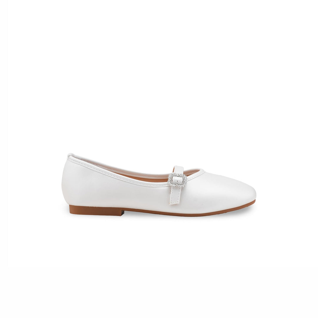 Girls White Formal Pumps KD2469