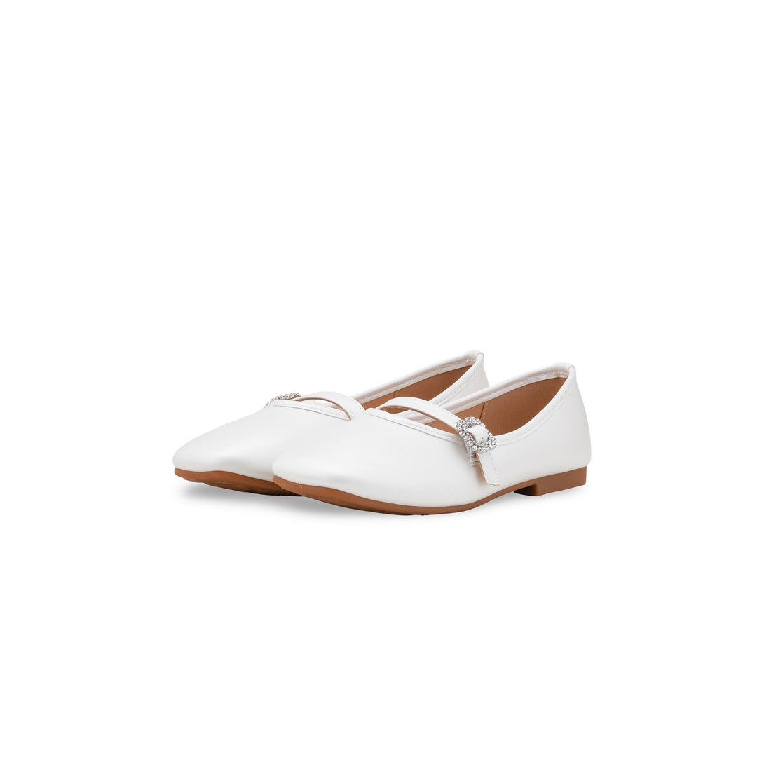 Girls White Formal Pumps KD2469
