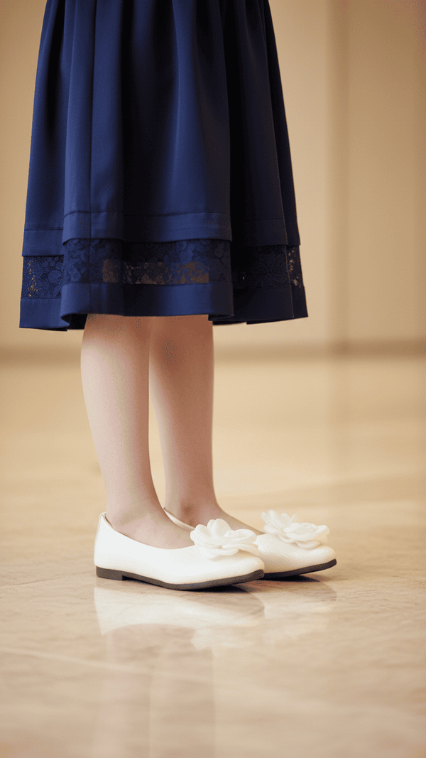 Girls White Formal Pumps KD2474