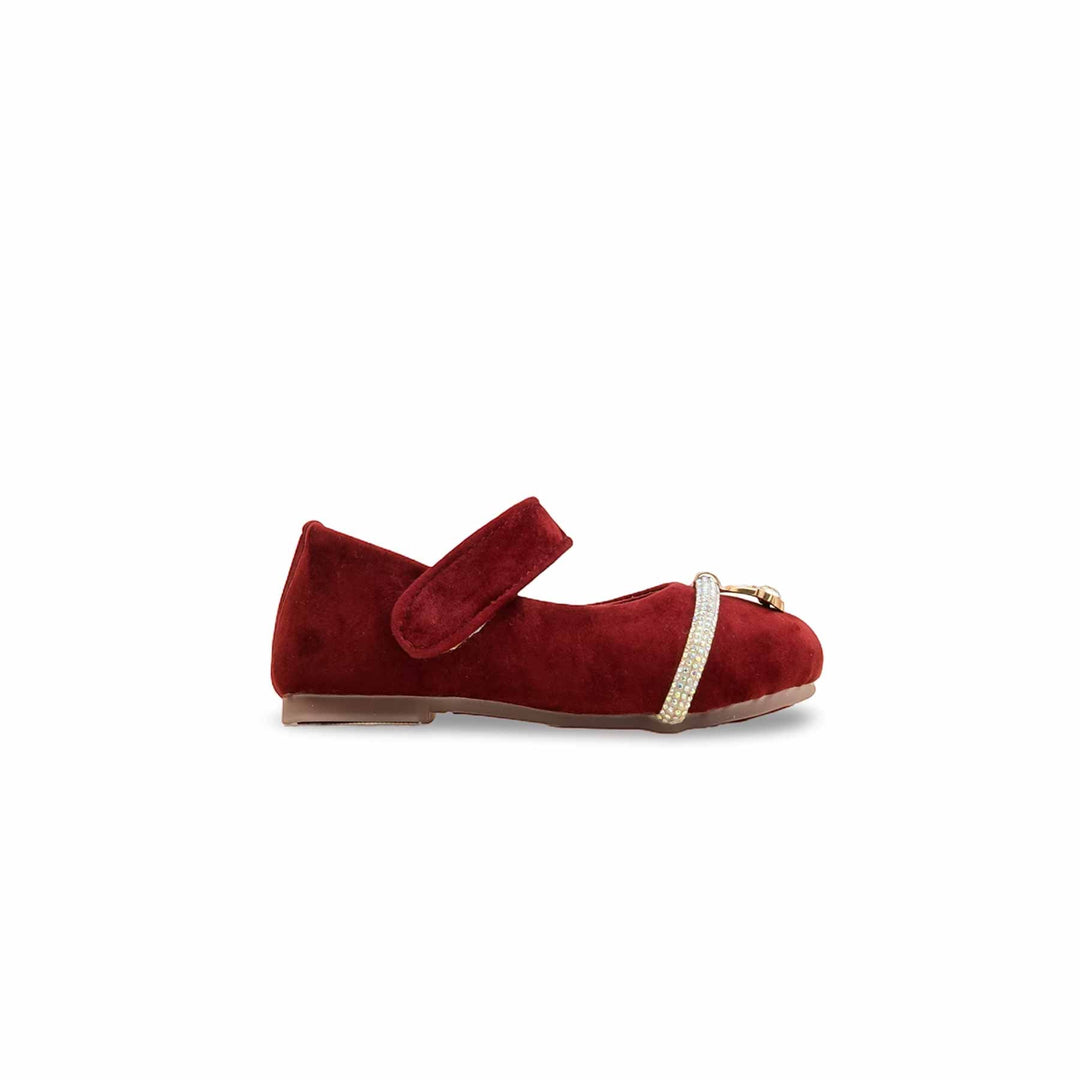 Girls Maroon Formal Pumps KD2486