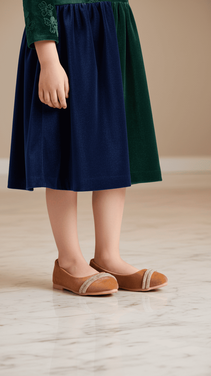 Girls Brown Fancy Pumps KD2488
