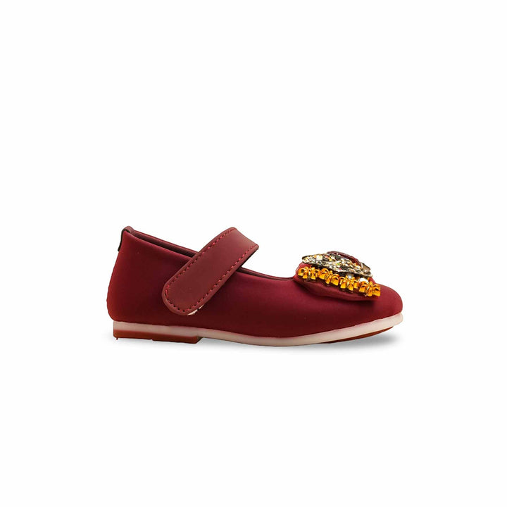 Girls Maroon Formal Pumps KD2493
