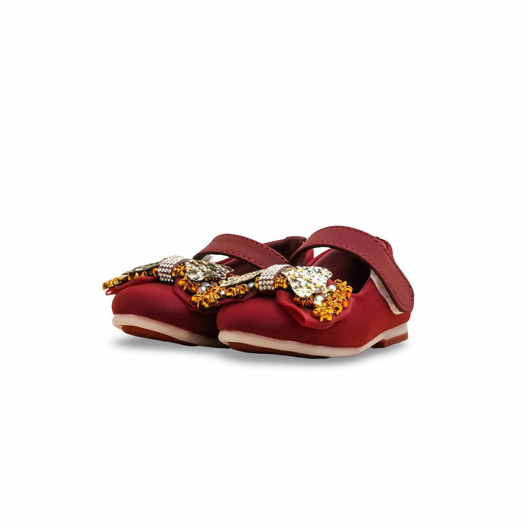 Girls Maroon Formal Pumps KD2493