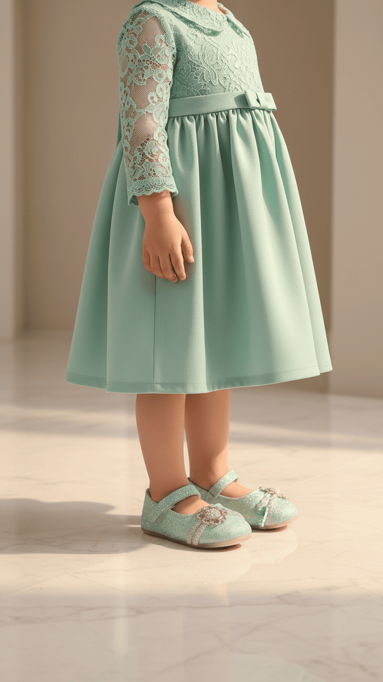 حذاء بناتي أنيق أخضر مائل للبحر KD2532