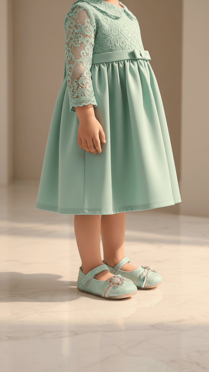 حذاء بناتي أنيق أخضر مائل للبحر KD2532