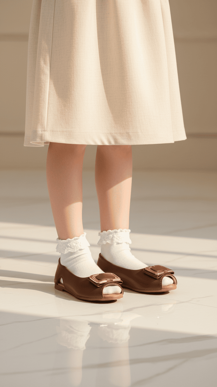 Girls Brown Formal Pumps KD2539