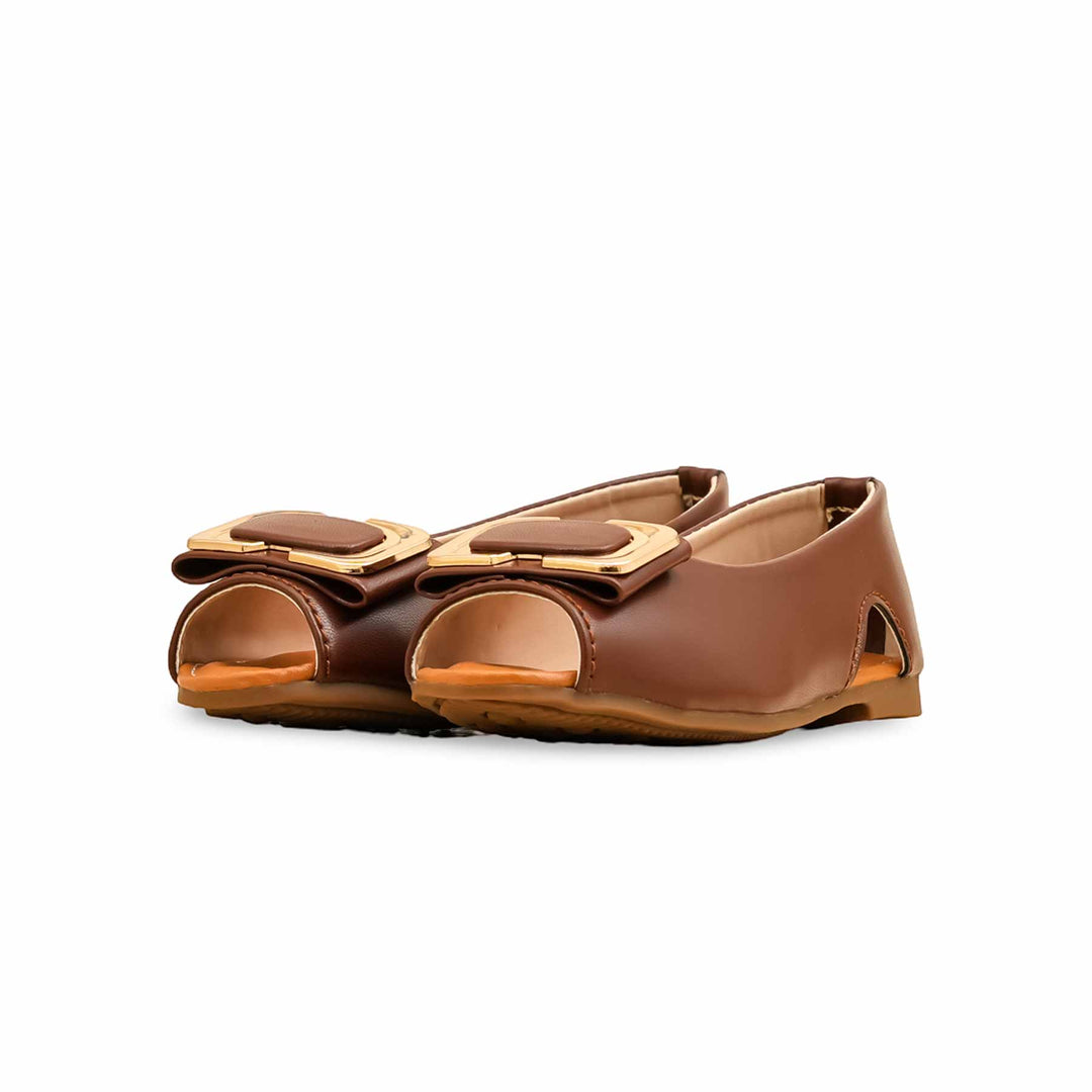 Girls Brown Formal Pumps KD2539