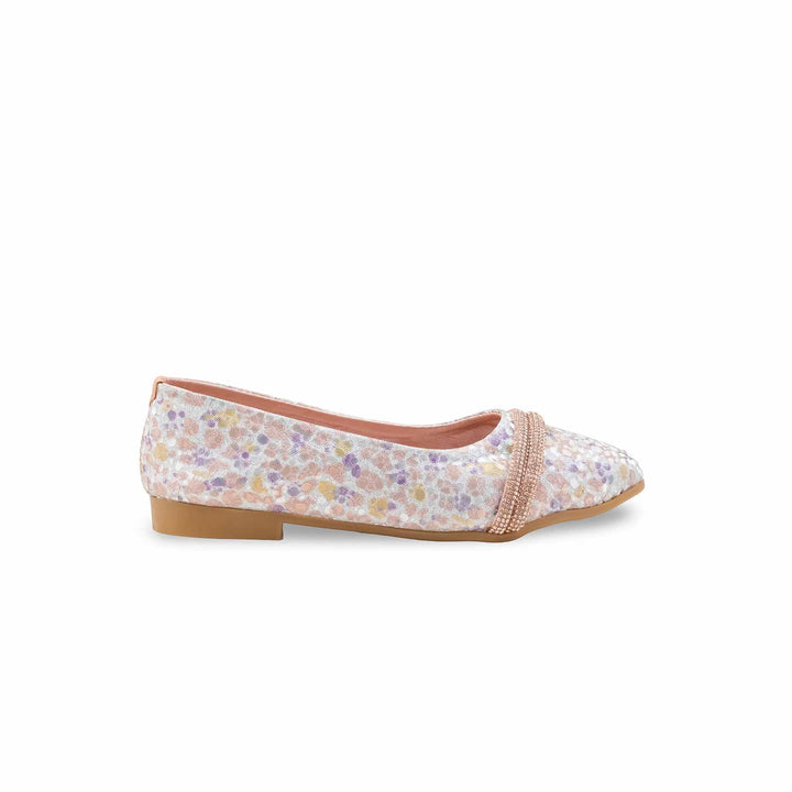 Girls Peach Fancy Pumps KD2544