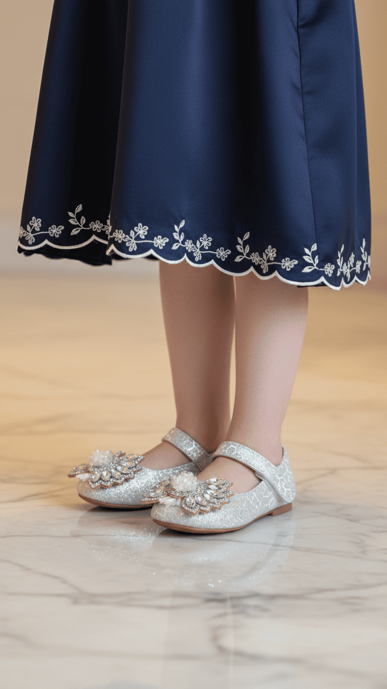 Girls Silver Fancy Pumps KD2557