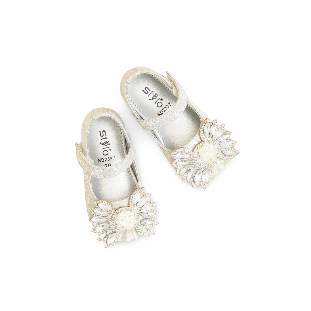 Girls Silver Fancy Pumps KD2557
