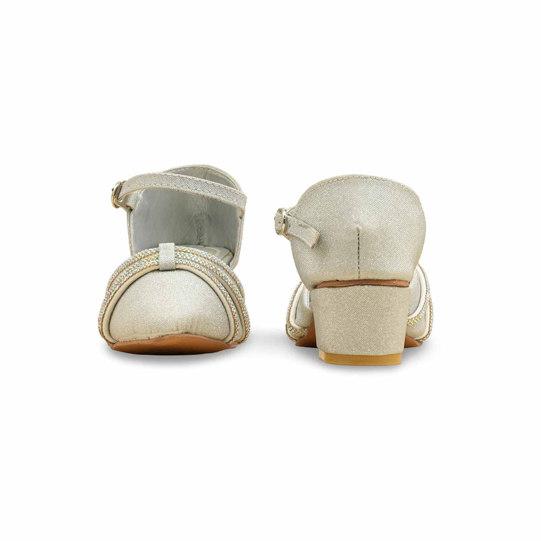 Girls Silver Fancy Court Shoes KD2564