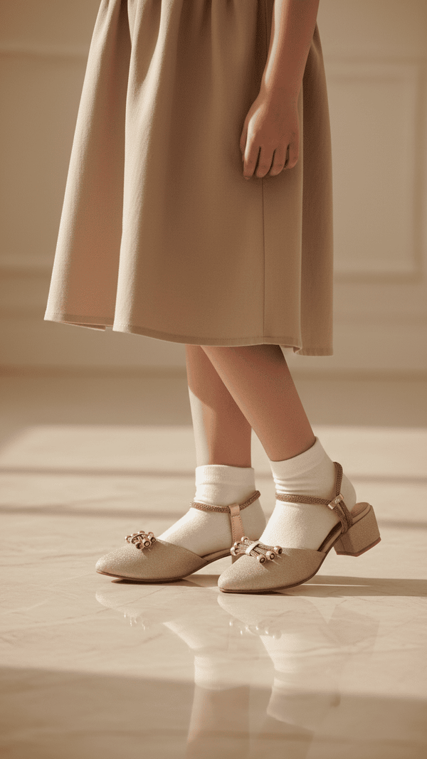 Girls Golden Fancy Pumps KD2567