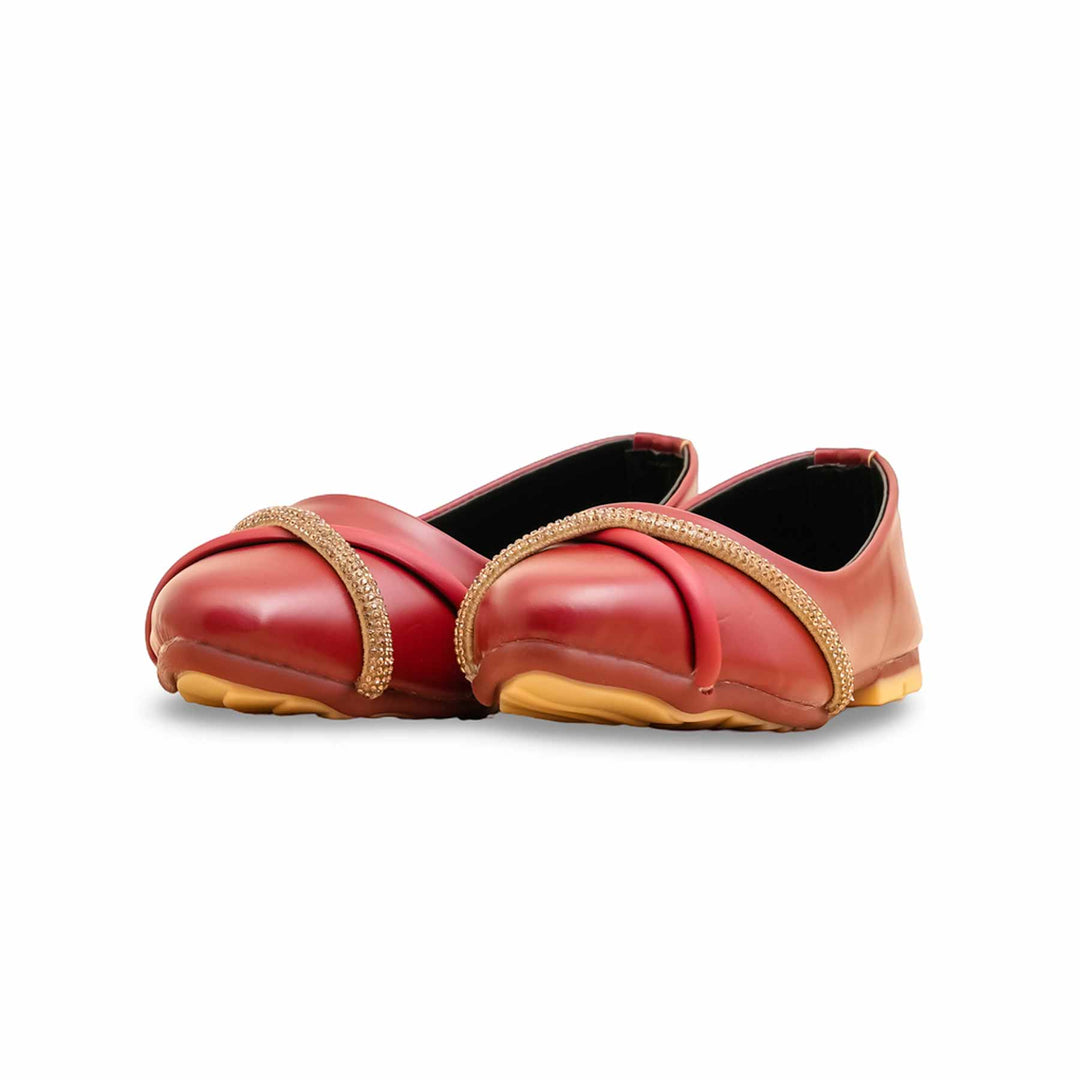 Girls Maroon Formal Pumps KD2572