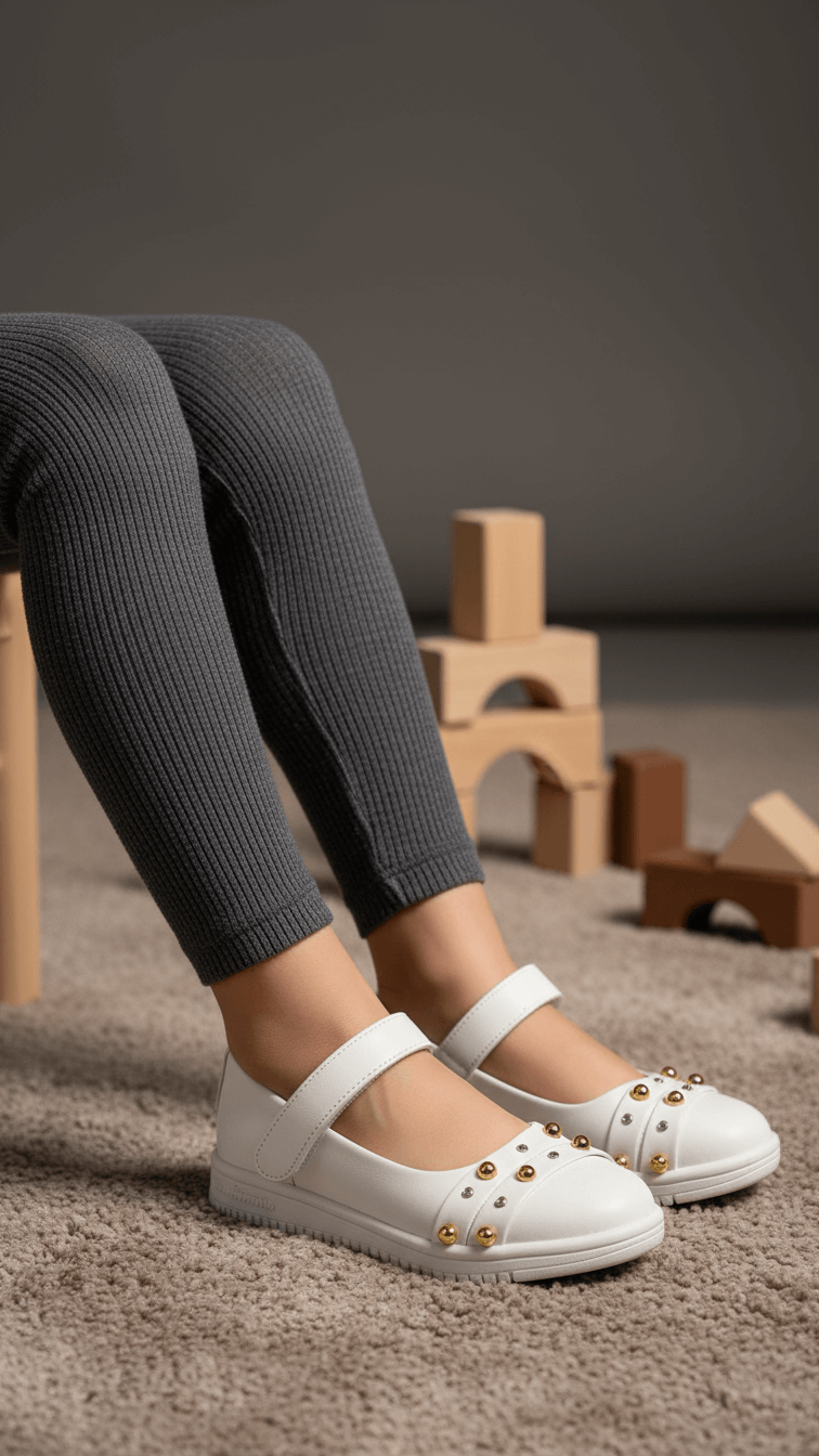 Girls White Formal Pumps KD2585
