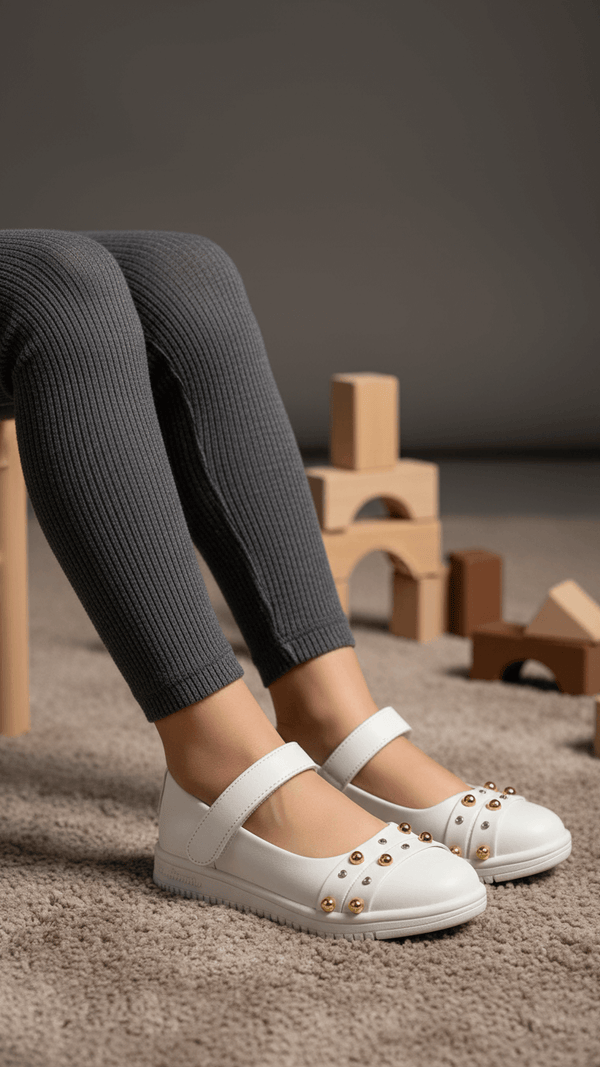 Girls White Formal Pumps KD2585