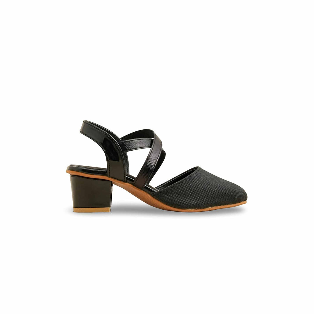 Girls Black Fancy Court Shoes KD2586