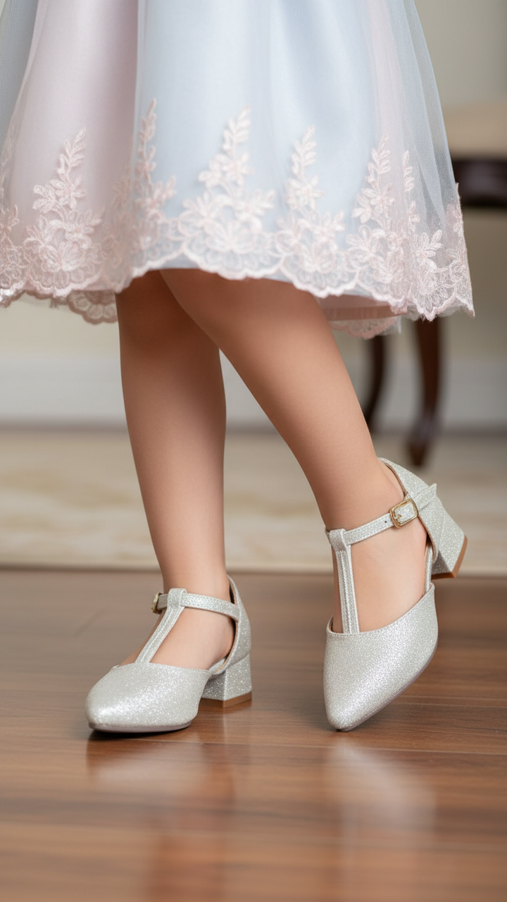 Girls Silver Fancy Pumps KD2606