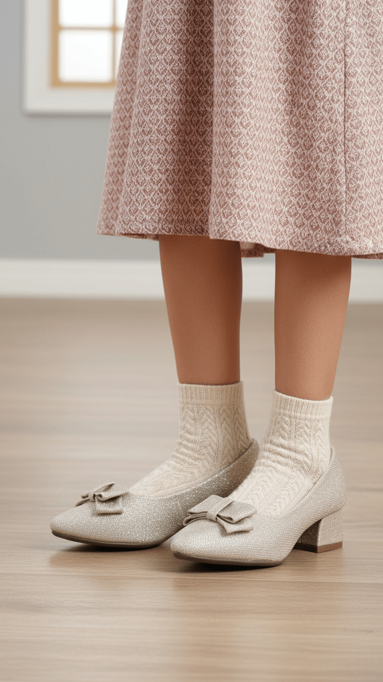 Girls Golden Fancy Pumps KD2609