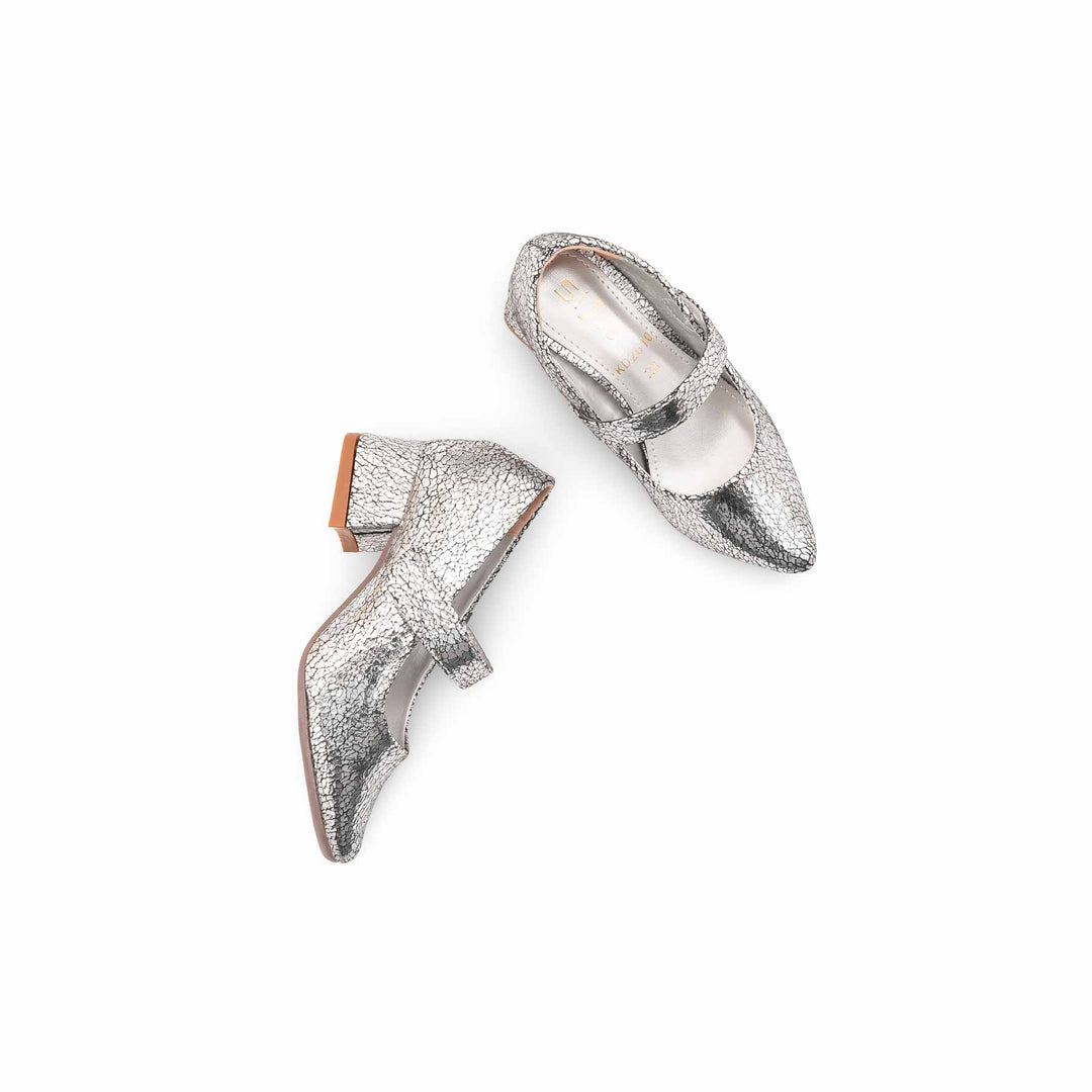 Girls Silver Fancy Pumps KD2610